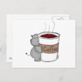 Hippo met koffie briefkaart (Voorkant / Achterkant)