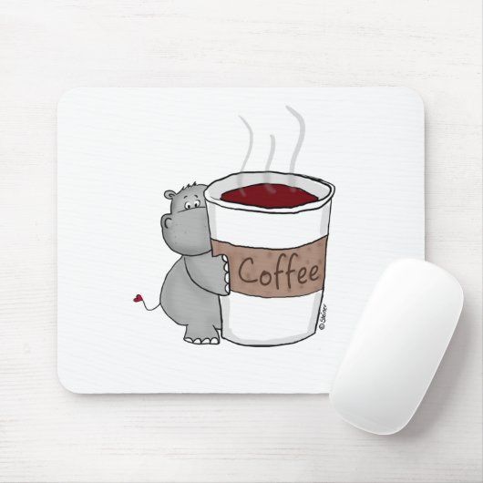 Hippo met koffie muismat (Met muis)