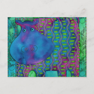 Hippo met patroon briefkaart
