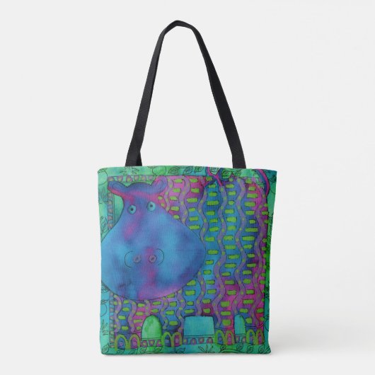 Hippo met patroon tote bag (Achterkant)