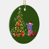 Hippo met Pet scafts kerst Keramisch Ornament (Rechts)