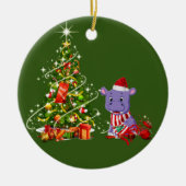 Hippo met Pet scafts kerst Keramisch Ornament (Voorkant)
