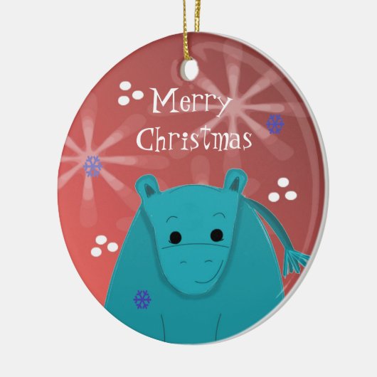 Hippo met Snowflake Design Keramisch Ornament (Links)