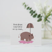 Hippo met Umbrella Briefkaart (Staand voorkant)