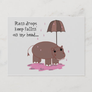 Hippo met Umbrella Briefkaart