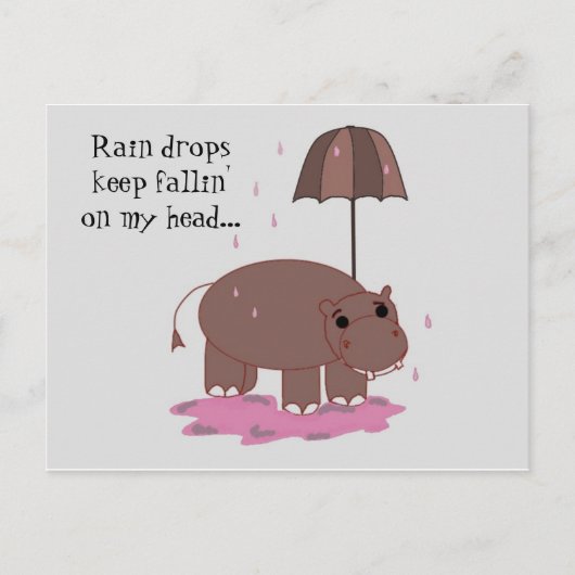 Hippo met Umbrella Briefkaart (Voorkant)