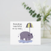 Hippo met Umbrella op een regenachtige dag Briefkaart (Staand voorkant)