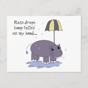 Hippo met Umbrella op een regenachtige dag Briefkaart