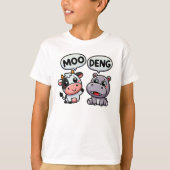 Hippo Moo Deng Fun met Moo Koe T-shirt (Voorkant)