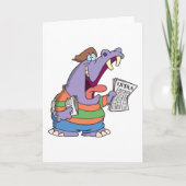 Hippo Newspaper Boy Wenskaarten Kaart (Voorkant)