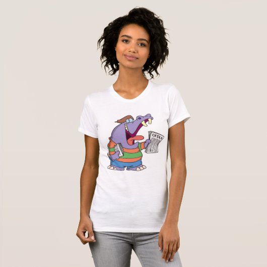 Hippo Newspaper Boy Womens T-Shirt (Voorkant volledig)