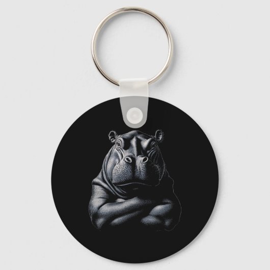 Hippo nijlpaard Dierlijke Spier Bodybuilding Gym Sleutelhanger (Voorkant)