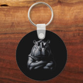 Hippo nijlpaard Dierlijke Spier Bodybuilding Gym Sleutelhanger (Voorkant)