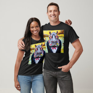 Hippo No.5 is een kleurrijk impressionistisch port T-shirt