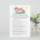 Hippo Nursery Rhyme Quiz baby shower game (Staand voorkant)