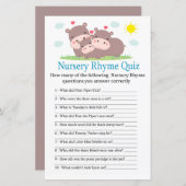 Hippo Nursery Rhyme Quiz baby shower game (Voorkant / Achterkant)