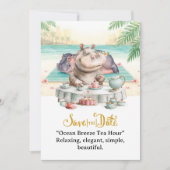 Hippo Ocean Breeze Tea Hour Invitation Kaart (Voorkant)