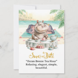 Hippo Ocean Breeze Tea Hour Invitation Kaart