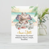  Hippo Ocean Breeze Tea Hour Invitation  Kaart (Staand voorkant)
