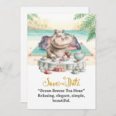  Hippo Ocean Breeze Tea Hour Invitation  Kaart (Voorkant / Achterkant)
