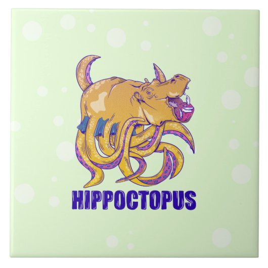 Hippo octopus weird tegeltje (Voorkant)