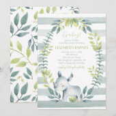 Hippo Oerwoud Dieren Baby shower Invitation Kaart (Voorkant / Achterkant)