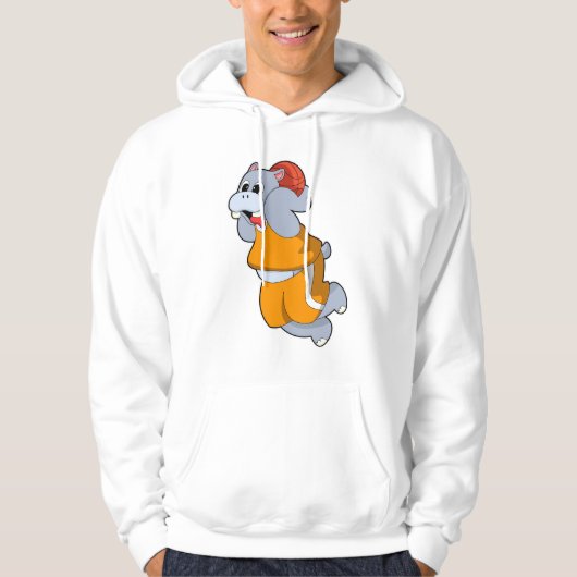 Hippo op Basketball Sports Hoodie (Voorkant)