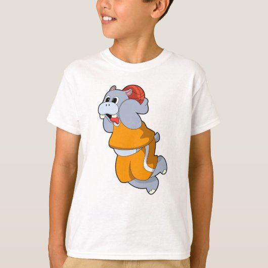 Hippo op Basketball Sports T-shirt (Voorkant)