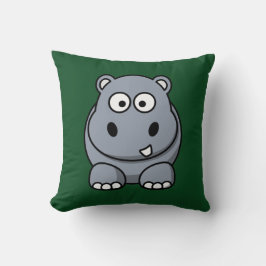 Hippo op een donkere groene achtergrond kussen