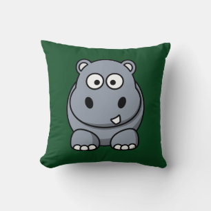 Hippo op een donkere groene achtergrond kussen