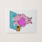 Hippo op fitness met Radio.PNG Legpuzzel (Horizontaal)