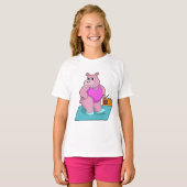 Hippo op fitness met Radio.PNG T-shirt (Voorkant volledig)