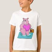 Hippo op fitness met Radio.PNG T-shirt (Voorkant)