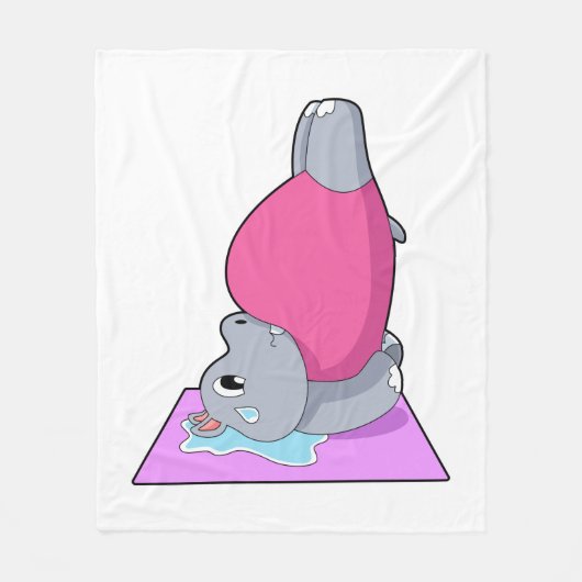 Hippo op Yoga Fitness Fleece Deken (Voorkant)