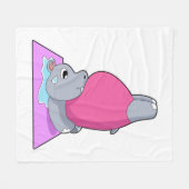 Hippo op Yoga Fitness Fleece Deken (Voorkant (Horizontaal))