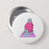 Hippo op Yoga Fitness Ronde Button 7,6 Cm (Voorkant /achterkant)