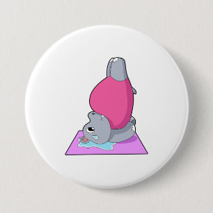 Hippo op Yoga Fitness Ronde Button 7,6 Cm
