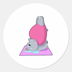 Hippo op Yoga Fitness Ronde Sticker
