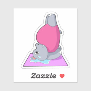 Hippo op Yoga Fitness Sticker