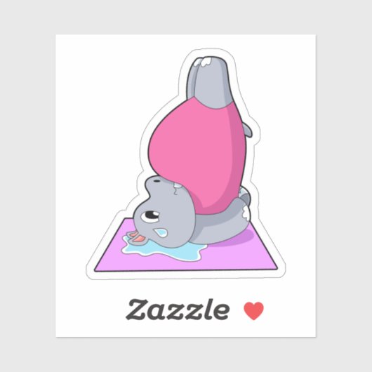 Hippo op Yoga Fitness Sticker (Vel)