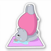Hippo op Yoga Fitness Sticker (Voorkant)