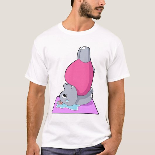 Hippo op Yoga Fitness T-shirt (Voorkant)