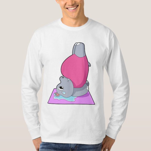 Hippo op Yoga Fitness T-shirt (Voorkant)