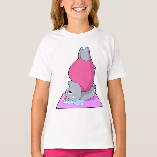 Hippo op Yoga Fitness T-shirt (Voorkant)