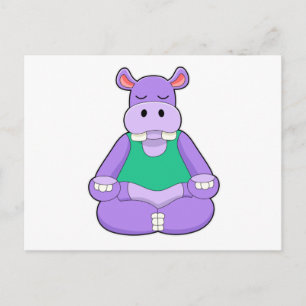 Hippo op Yoga in vergadering Briefkaart
