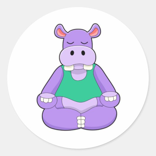 Hippo op Yoga in vergadering Ronde Sticker (Voorkant)