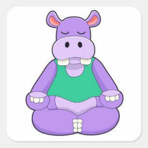 Hippo op Yoga in vergadering Vierkante Sticker
