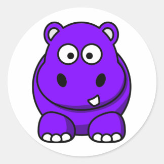 Hippo Paars Ronde Sticker
