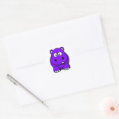 Hippo Paars Ronde Sticker (Envelop)