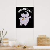 Hippo-party-mus Funny Animal Hippo Pun Dark BG Poster (Keuken)